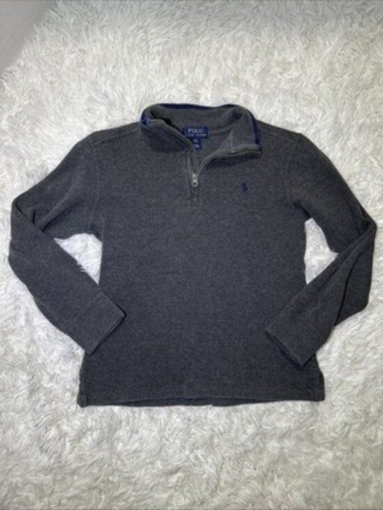 Polo Ralph Lauren 1/4 Zip Sweatshirt, 2Polo Big Pony,&button Up Youth Size 10/12 - Picture 2 of 16
